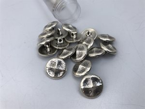 Metal knap  - sølv med fed struktur, 15 mm